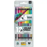 Ars Una: set od 12/24 komada neonsko-metalik bicolor trokutastih drvenih bojica, sa šiljilom