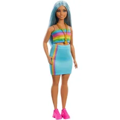 Barbie: Fashionista lutka u šarenoj prugastoj haljini - Mattel slika 4