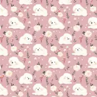 Bijeli ukrasni papir s psićima 100x70 cm