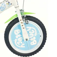 Bluey dječji bicikl 14” s držačem za bocu i pomoćnim kotačićima u bijelo-plavo-zelenoj boji – Dino Bikes bicikl slika 4