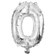 Brojni folija baloni srebrne boje – broj 0, 32 cm