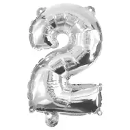 Brojni folija baloni srebrne boje – broj 2, 32 cm