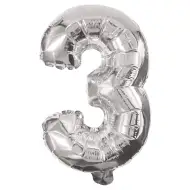Brojni folija baloni srebrne boje – broj 3, 86 cm