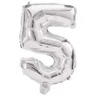Brojni folija baloni srebrne boje – broj 5, 86 cm