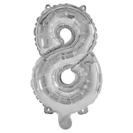 Brojni folija baloni srebrne boje – broj 8, 32 cm
