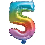 Brojni folija baloni u metalik duginim bojama – broj 5, 34 cm