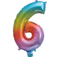 Brojni folija baloni u metalik duginim bojama – broj 6, 34 cm