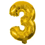 Brojni folija baloni zlatne boje – broj 3, 32 cm