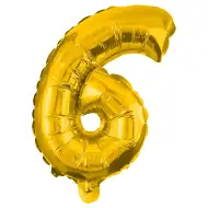 Brojni folija baloni zlatne boje – broj 6, 32 cm