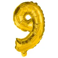 Brojni folija baloni zlatne boje – broj 9, 32 cm