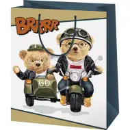 Brrrr medvjedi na motociklu uzorak srednja poklon torba 18x10x23