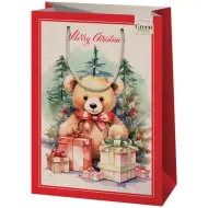 Cardex: Green Grass Božićna ekskluzivna velika poklon vrećica s medvjedićem 27x14x33cm