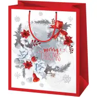 Cardex: Srednja poklon vrećica s uzorkom crveno-bijelih zvončića 17x10x23cm