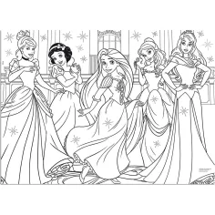 Disney Princeze 2 u 1, maxi slagalica od 60 dijelova i bojanka 70x50 cm - Lisciani slika 2