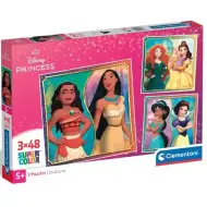 Disney+Princeze Supercolor 3x48 komada puzzle - Clementoni