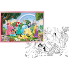 Disney Princeze duga 2 u 1 slagalica od 108 dijelova i bojanka 70x50 cm - Lisciani slika 2
