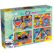Disney Stitch 2 u 1 maxi 4x48-dijelni puzzle i bojanka 35x25 cm - Lisciani