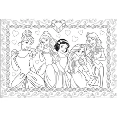 Disney princeze 2 u 1, puzzle od 108 dijelova i bojanka 50x35 cm - Lisciani slika 2