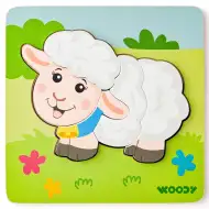 Drvena puzzle slagalica s motivom ovčice, 5 dijelova - Woodyland