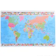 Duh: Svjetska karta s zastavama za stolno postolje 60x40cm