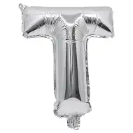 Folija balon u obliku slova T srebrne boje – slovo T 32 cm