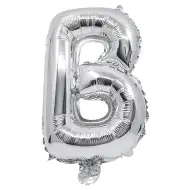 Folija balon u obliku slova u srebrnoj boji – slovo B, 32 cm