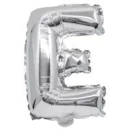 Folija balon u obliku slova u srebrnoj boji – slovo E, 32 cm