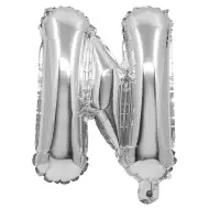 Folija balon u obliku slova u srebrnoj boji – slovo N 32 cm