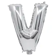 Folija balon u obliku slova u srebrnoj boji – slovo V 32 cm