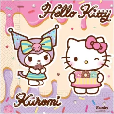 Hello Kitty i Kuromi set papirnatih salveta - dvoslojni, 33 x 33 cm, 20 kom