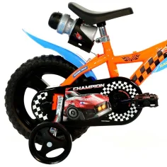 Hot Wheels 12” dječji bicikl s držačem za bocu i pomoćnim kotačima u narančasto-crnoj boji – Dino Bikes bicikl slika 4
