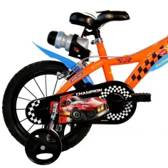Hot Wheels 14” dječji bicikl s držačem za bocu i pomoćnim kotačićima u narančasto-crnoj boji – Dino Bikes bicikl slika 2