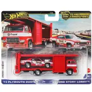 Hot Wheels: Second Story Lorry Premium kamion za prijevoz automobila i 73 Plymouth Duster autić 1/64 - Mattel