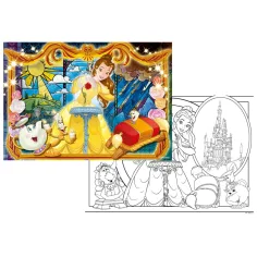 Ljepotica i zvijer Belle 2 u 1 puzzle od 108 dijelova i bojanka 70x50 cm - Lisciani slika 2