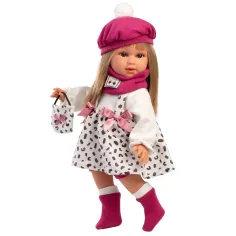 Llorens: 40 cm Carla lutka s ružičastom kapom i modernom torbicom slika 2