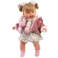 Llorens: Alexandra, plačljiva beba visoka 42 cm s dudu u ružičastoj pletenoj jakni i cvjetnoj suknji.