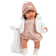 Llorens: Carla, 42 cm plačuća lutka s dudom i bijelim pokrivačem.