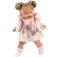 Llorens: Joelle, 38 cm-ova plačljiva beba s dudu u haljini s uzorkom balona na vrući zrak.