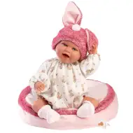 Llorens: Mimi, 42 cm duga lutka s osmijehom, s ružičastom kapom s ušima zeca i jastukom