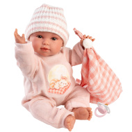 Llorens: Olivia, plačuća lutka visine 38 cm s kockastim pokrivačem