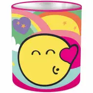 Luna: Metalni stolni držač za olovke u obliku valjka s emotikonima 10x11cm