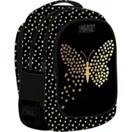 Luna: Must crni ruksak s leptirima, 3 pretinca, 32x18x43 cm