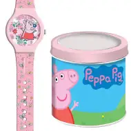 Luna: Ružičasti analogni sat Peppa Pig u metalnoj poklon kutiji