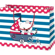 Mačka u jedrilici velika torba za poklone 27x14x33cm