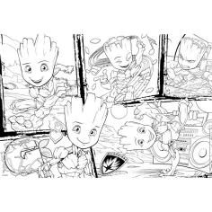 Marvel Groot 2 u 1, slagalica od 250 dijelova i bojanka 50x35cm - Lisciani slika 2