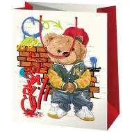 Medvjedić s kapom srednje veličine poklon vrećica 18x10x23cm