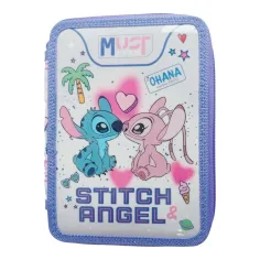 Must: Disney Stitch & Angel dvokatna punjena pernica 15x5x21 cm