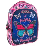 Must: Školska torba s tri pretinca s uzorkom leptira, ruksak 32x18x43cm