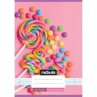 Nebulo: Spajalica bilježnica za 1. razred, A5, 14-32, s preslatkim uzorkom - bomboni.
