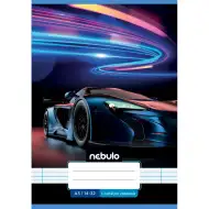 Nebulo: Spajalica bilježnica za 1. razred, A5, 14-32, s uzorkom automobila.